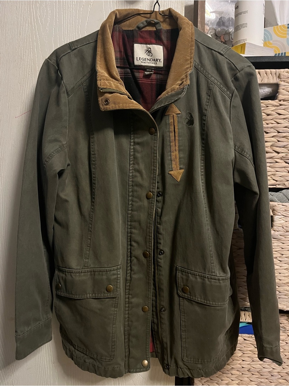 Legendary Whitetails Women's Olive Utility Jacket with Tan Corduroy Collar
